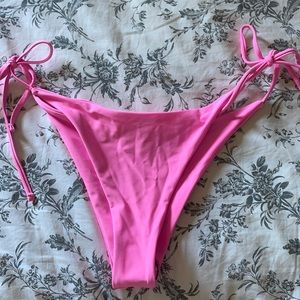 Adjustable string bikini bottom bright neon Barbie pink large swimsuit cheeky nw